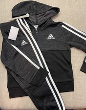 NWT Adidas Boys 2pc Hoodie Tracksuit Black /Heather Black Sz 3T