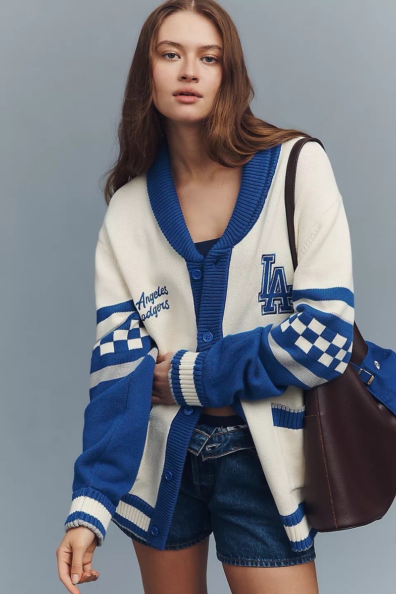 Anthropologie The Wild Collective LA Dodgers MLB Cardigan Sweater