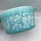Pyrex Amish BLUE Butterprint #473 1 Qt Turquoise Casserole No Lid Vintage Nice