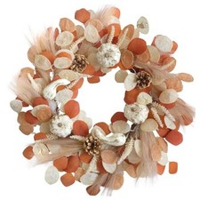 Pumpkin Fall Wreaths for Front Door 20 Inch, Handmade Fall Leaves Wreath for