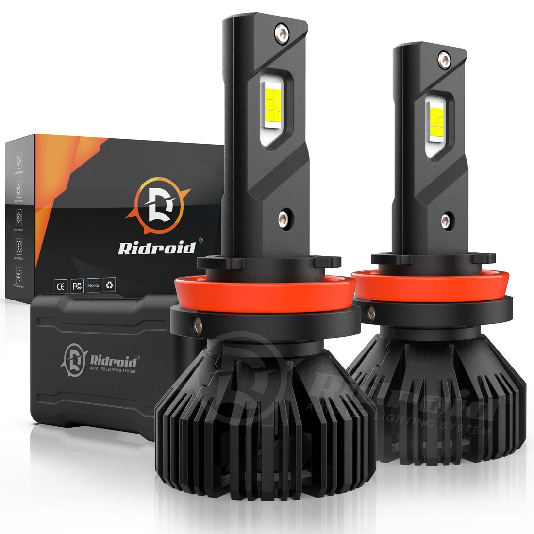 RIDROID LED Headlight Bulbs Conversion Kit 9005 H11 High Low Beam with canbus