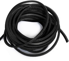 3mm Flat Genuine Leather Cord Braiding String Black 5 Yards 