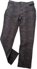 Vintage Snakeskin Print Straight Leg Pants Regular 12 Cotton Blend