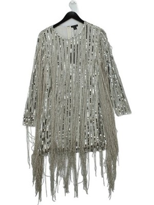 Karen Millen Minikleid UK14 in Silber UVP 389£