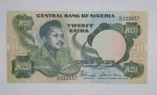 1999 Central Bank of Nigeria - 20 Nigerian Naira Banknote Serial No. S15 02265X
