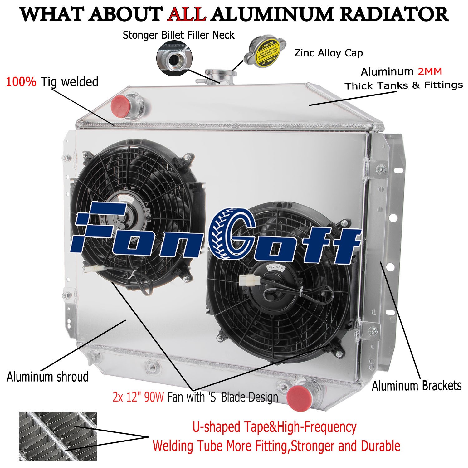 4 Row Radiator+Shroud Fan FOR 1966-1979 72 Ford F100 F150 F250 F350 Bronco Truck