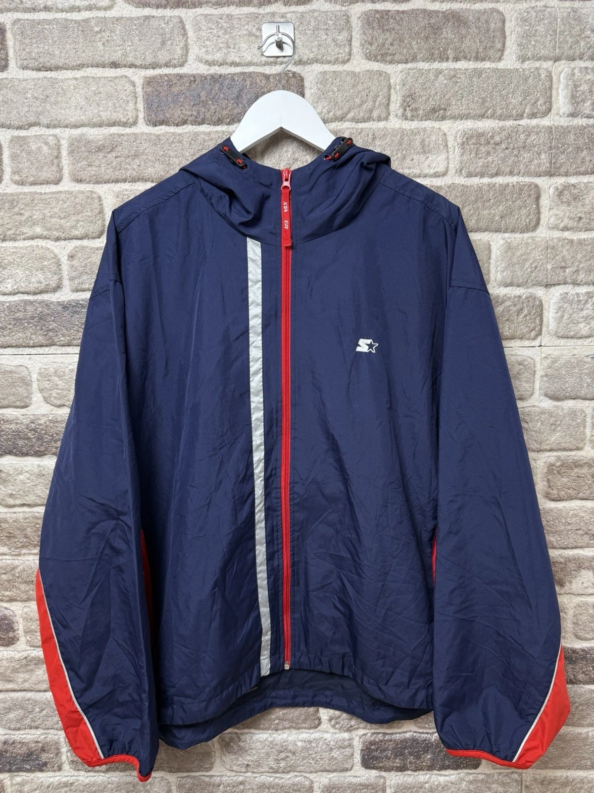Men’s Vintage Starter Hooded Navy Windbreaker Jacket Size L
Opens in a new window or tab