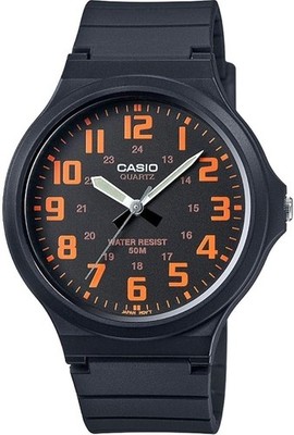 Casio Herrenuhr mit schwarzem Zifferblatt und schwarzem Armband MW-240-4BVEF