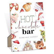 Christmas Hot Chocolate Bar Sign, Hot Cocoa Bar Accessories, 8 x Red and White