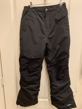 Lands End Kids Black GROW-A-LONGS Snow Pants Sz 12 Waterproof Snowboard Ski