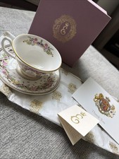 Buckingham Palace Queen Elizabeth II 1926 - 2022 Celebrating Tea Cup Saucer