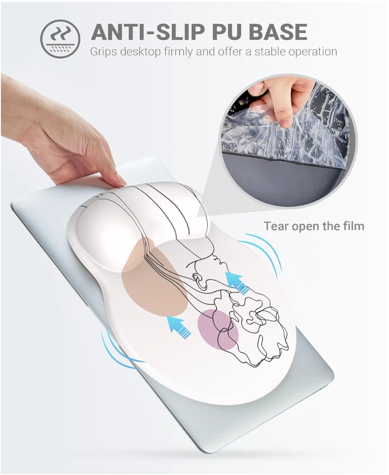 Ergonomic Mouse Pad with Gel Wrist Support Abstract Woman Design Non-Slip Base - Image 4 of 4