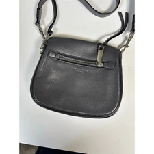 Marc Jacobs Dark Gray Charcoal Leather Crossbody Bag Magnet Closure Small Purse 