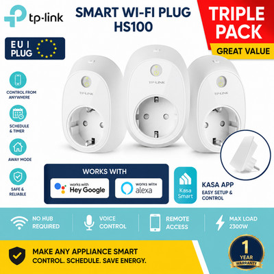 3er Pack TP Link Smart WLAN Plug HS100 funktioniert mit Google & Alexa Kasa App EU PLUG