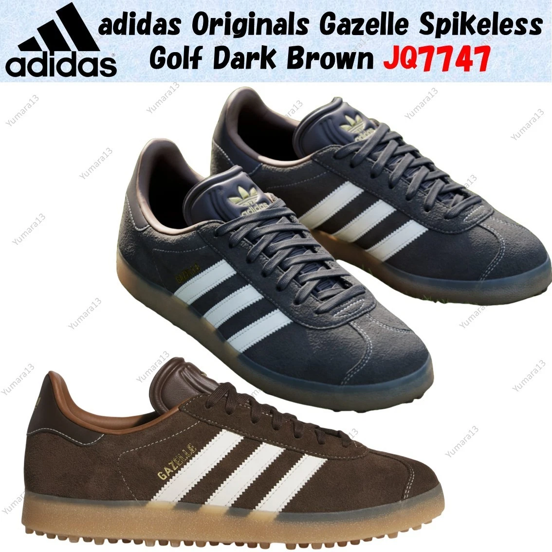 adidas Gazelle Golf Spikeless Men\'s Dark Brown Spikeless Golf Shoes JQ7747 adidas Golf Originals Gazelle Spikeless Golf Shoes Dark  main image 3