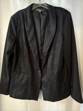 Roz Ali Two Tone Black Long Sleeved One Button Blazer Jacket Size XL A122