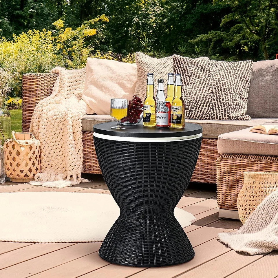Outdoor Cooler Side Table, Patio Bar Table W/ 8 Gallon Beer & Wine Cooler, - Image 4 of 4