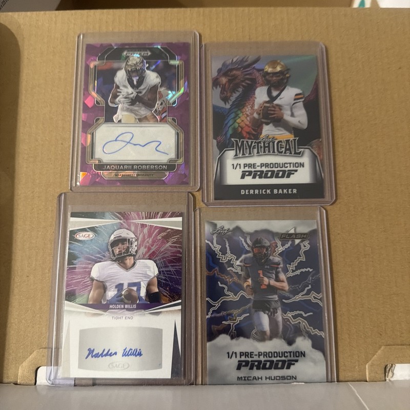 College Football Card Lot 2 Autos, Derrick Baker 1/1, Micah Hudson 1/1
