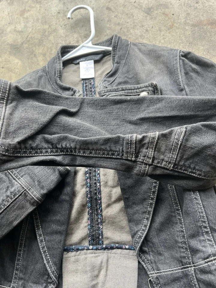 Women's Marc Jacobs Structured Denim Blazer Jacket, Size 6 - Image 3 of 4