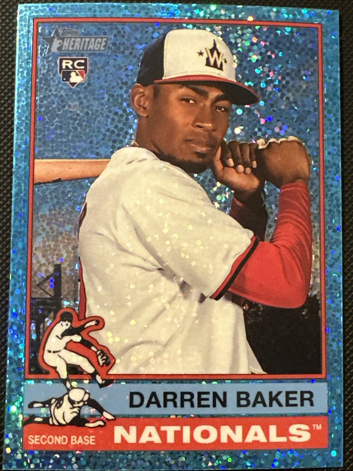 2025 Topps Heritage - Darren Baker #301 Chrome Light Blue Sparkle Refractor (RC)