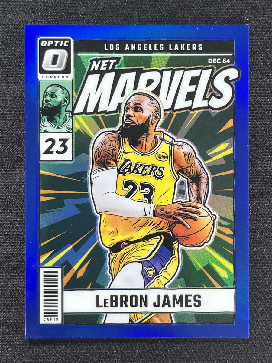 2024-25 Panini Donruss Optic LeBron James #24 Blue Prizm Net Marvels Lakers /49