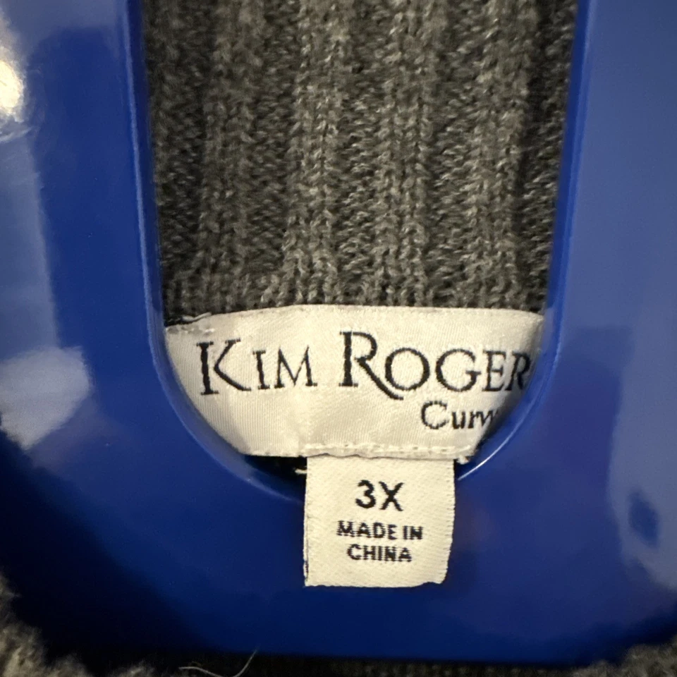 Kim Rogers Curvy 3X Suéter Mujer Tejido con Cable Túnica Pullover Gris Manga Larga Foto 2 de 4