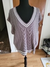 Women  s Wild Fable Oversized Cable Knit Sweater Vest Gray Large NEW
