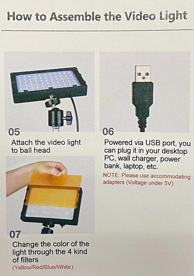 LED Video Light Kit, 2 Pcs Dimmable Continuous Portable Photography - Image 4 of 4