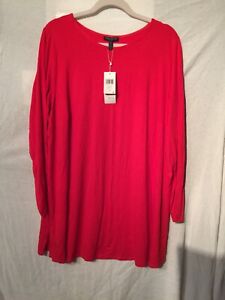 XL 2X Eileen Fisher Lacquer Ballet Neck Stretch Viscose Jersey Tunic Top XS 