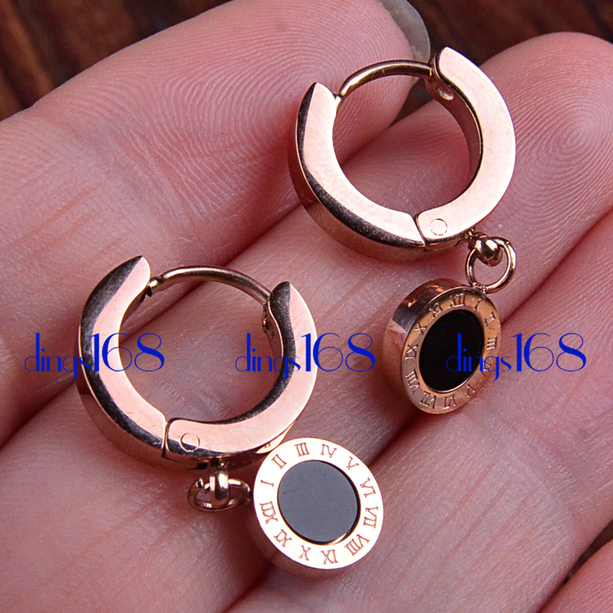 Designer-Inspired 18K Gold Filled Roman Numerals Acrylic Huggie Hoop Earrings