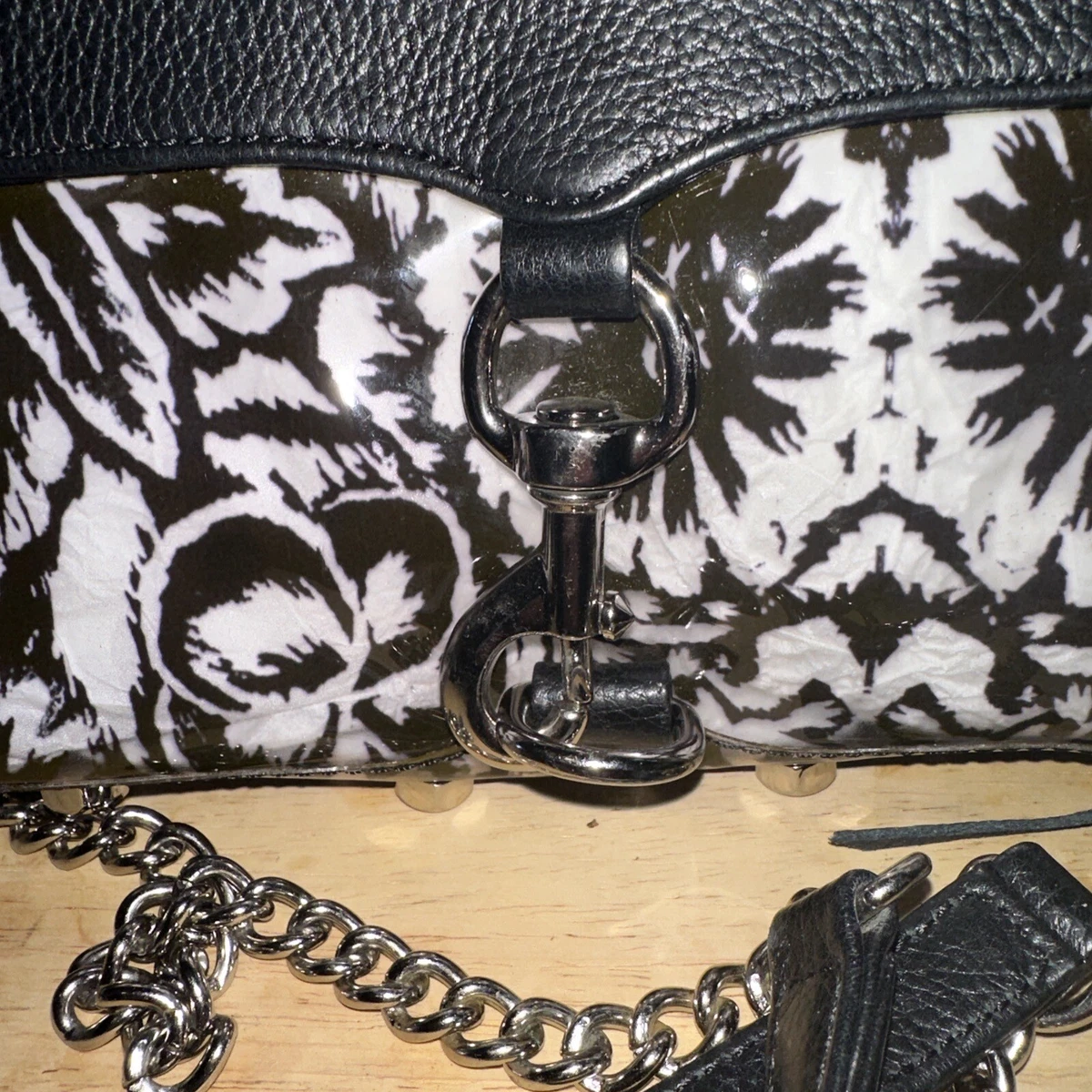 Rebecca Minkoff MAC Clear With Black Leather Flowers Crossbody Bag