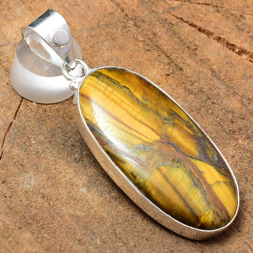 Adorable de Tigre Ojo Piedra Preciosa 925 Plata de Ley Hecho a Mano con Colgante - Imagen 3 de 5