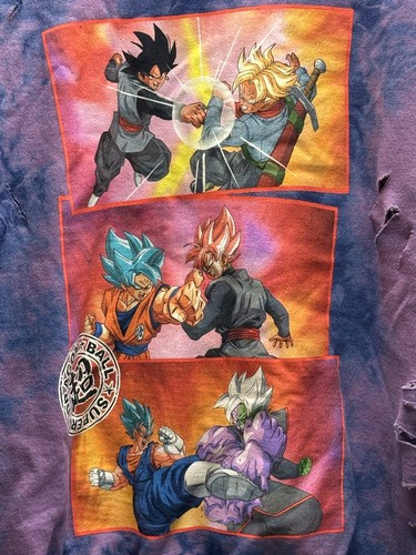 Dragon Ball Super Purple Tie Dye Sweater Pullover Shirt Distressed God Goku Rare - Imagen 6 de 18