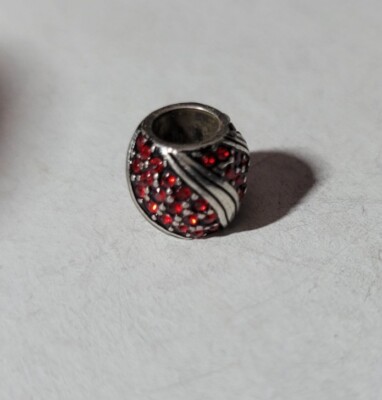 Brighton AMERICANA RED Silver Add ABC Slide Charm Diagonal Crystal Rows, NWOT