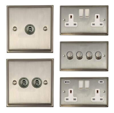 G&H Deco Satin Nickel Matt Chrom DSNW Steckdosen USB, Lichtschalter, Dimmer