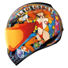 ICON DOMAIN "LUCKY LID 4" HELMET MOTORCYCLE CLEAR & RST RED SHIELDS - PICK SIZES