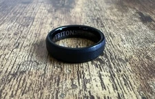 Triton Men's Tungsten Carbide Ring 11.75 Florentine Center/Bevel Edge Black $355