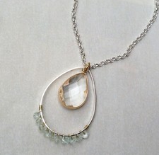 NEW NATURAL AQUAMARINE SILVER 925 SUNDANCE CHARM QUARTZ PENDANT ARTISAN NECKLACE