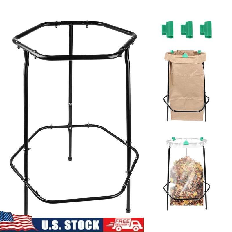 Metal Trash Bag Holder Stand Outdoor Yard Cleanup Waste Collector Durable Frame