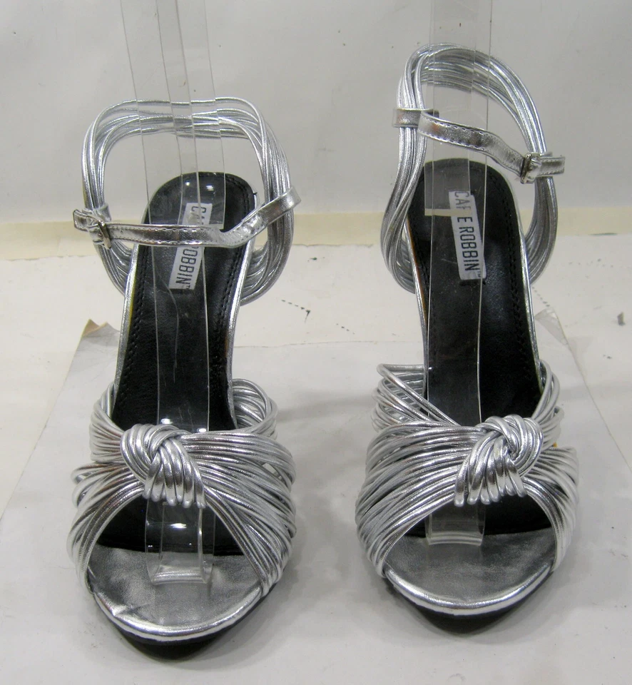 CAPE ROBBIN Silver 5"high Stiletto heel peep toe ankle strap sexy WOMEN Size 6.5 - Image 2 of 4