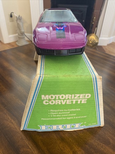 ERTL Die Cast Corvette purple Car Metal Friction Push WITH ORIGINAL BOX - Picture 4 of 4