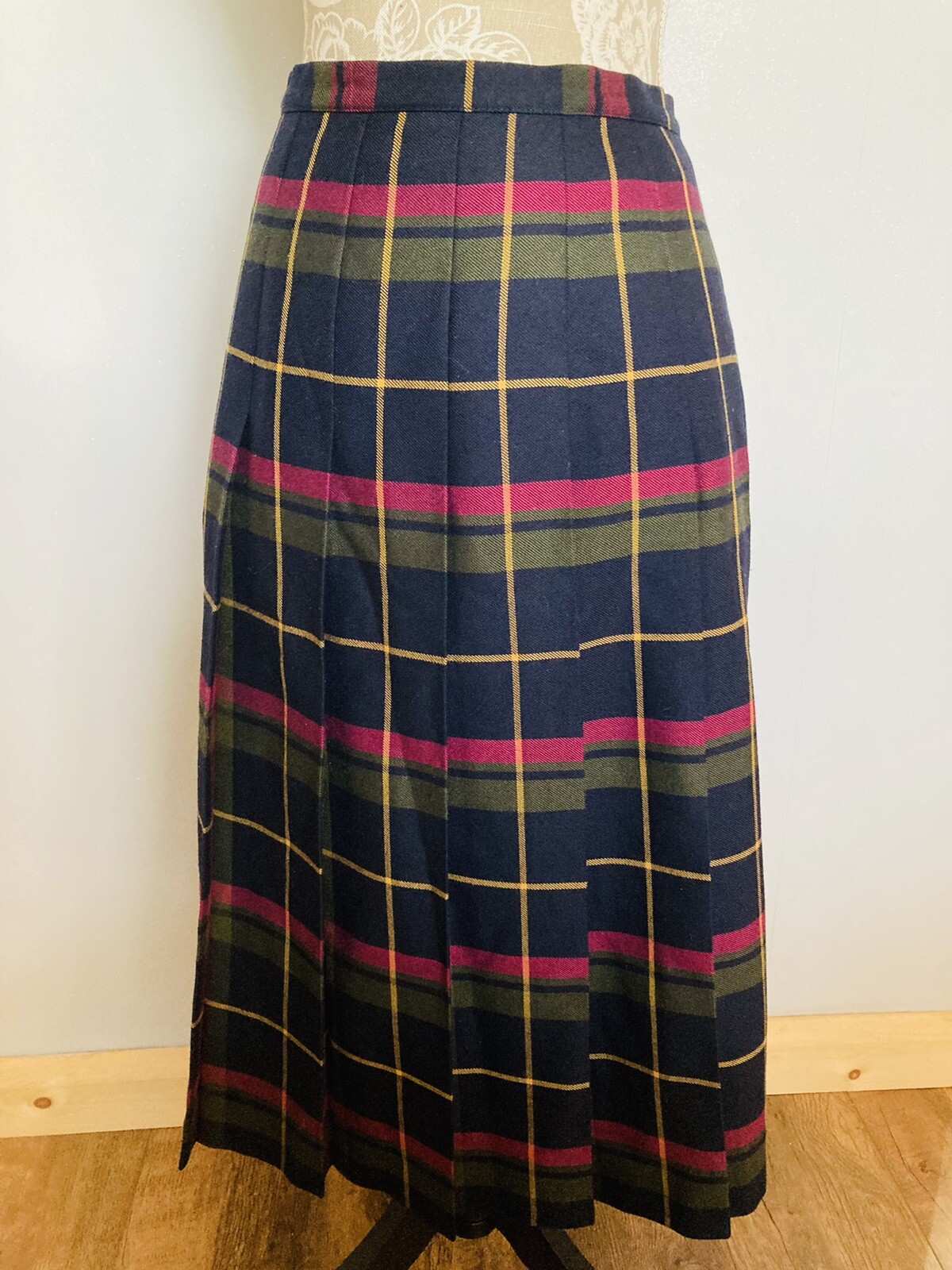 80s Vintage Tartan Plaid Pleated Winter Skirt, Eastex Heirloom 1416