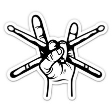 Rock and Roll Drummer Vinyl Sticker - SELECT SIZE