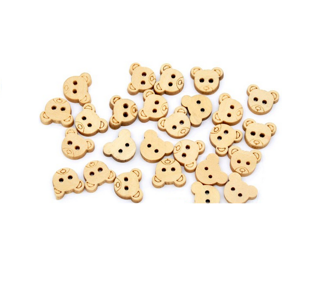 Lot De 20 Boutons à Tige Noirs 11 Mm - Pour Scrapbooking, Mercerie, Couture Ours En Peluche