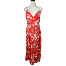 YAS Red Tropical Floral Boho Maxi Dress XL | Resort Beach Vacation Sundress NWT