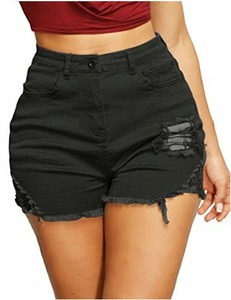 womens black high waisted shorts