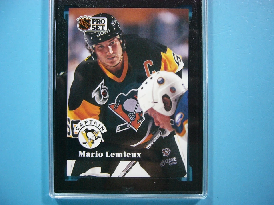 1991/92 PRO SET NHL HOCKEY CARD #581 MARIO LEMIEUX CAPTAIN KSA 9.5 NGM SHARP!! - Image 3 of 4