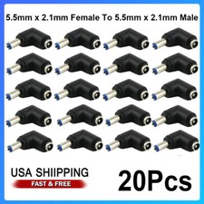 20pcs DC 5.5x2.1mm Female To 5.5x2.1mm Male Right Angle Power Adapter Connector