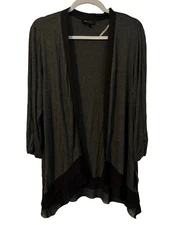 AB Studio Jacket Size XL Gray Stretch Open Front Long Sleeves Women Jacket. NWT