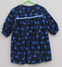 Handmade Baby Kleid blau gemustert mit 3/4 Ärmeln 24 Monate